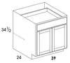 B39 - Dartmouth Dark Sable - Base Cabinet - Two Doors/Drawers - Special Order
