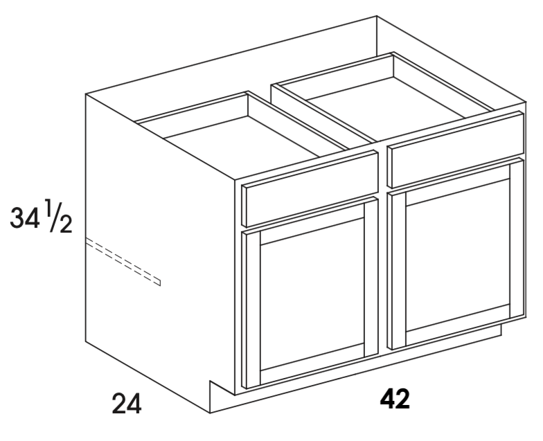 B42 - Dartmouth White - Base Cabinet - Two Doors/Drawers