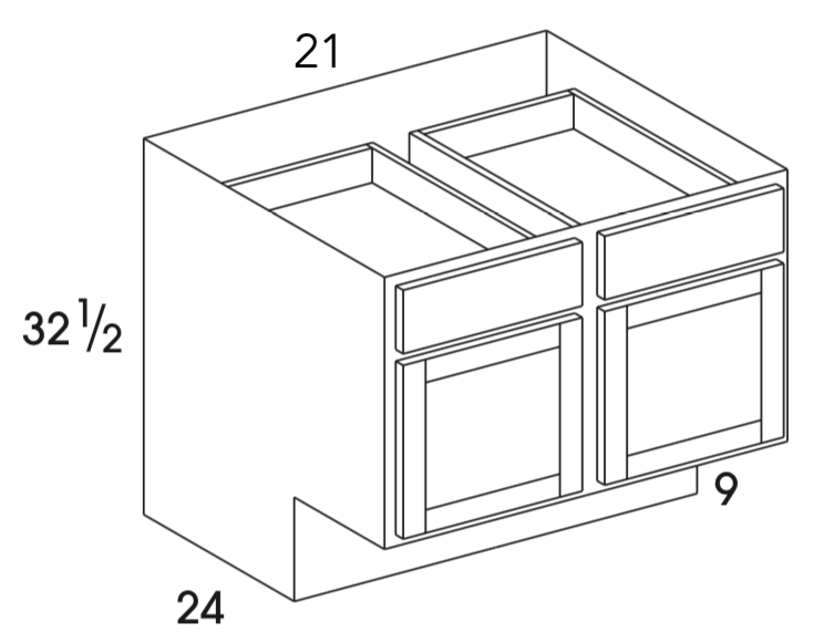 B42ADA - York White - ADA Base Cabinet - Two Doors/Drawers - Special Order