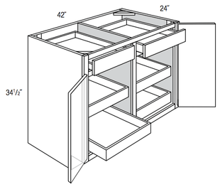B42SCRT    - Yarmouth Slab - Base w/4 soft-close roll-outs - Double Doors