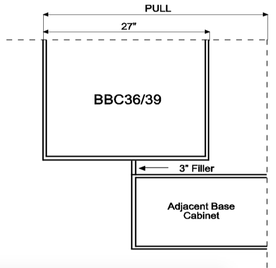 BBC36/39 - Dover Lunar - Base Blind Corner Cabinet