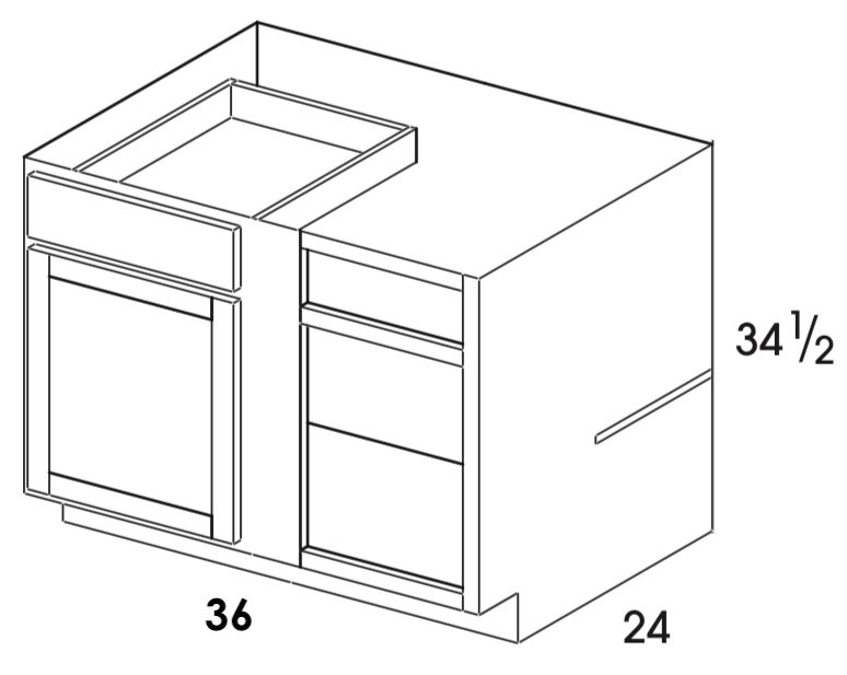 BC42 - Dartmouth Grey Stain - Blind Base Corner Cabinet