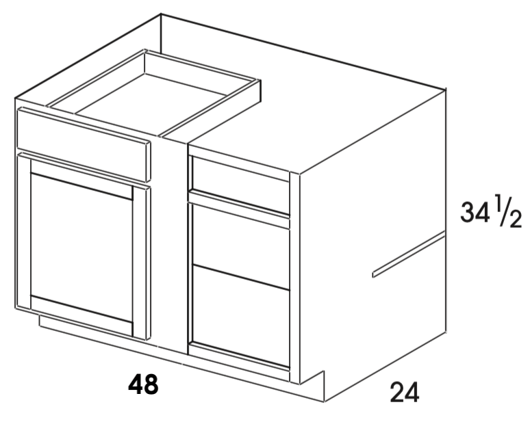 BC48 - York Grey Stain - Blind Base Corner Cabinet