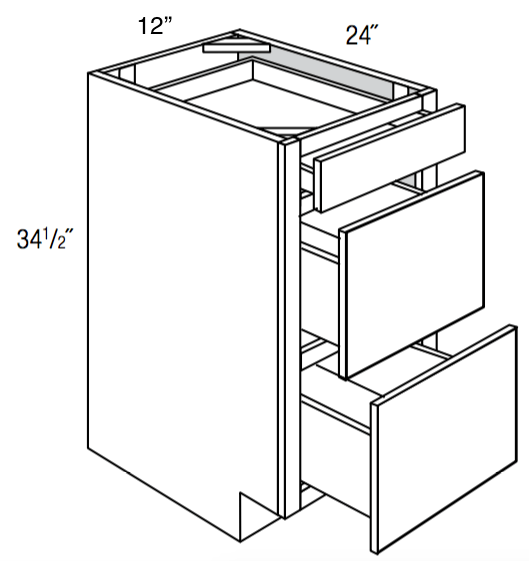 DB12 - Amesbury Mist - 3 Drawer Base Cabinet