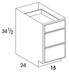 DB15 - Dartmouth Dark Sable - 3 Drawer Base Cabinet