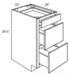 DB15 - Yarmouth Slab - 3 Drawer Base Cabinet