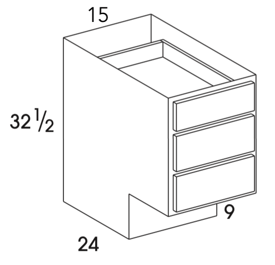 DB15ADA - Dartmouth Brownstone - ADA 3 Drawer Base Cabinet - Special Order