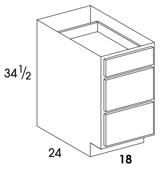 DB18 - Dartmouth White - 3 Drawer Base Cabinet