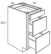 DB18 - Norwich Slab - 3 Drawer Base Cabinet
