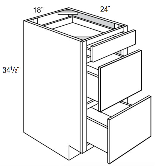 DB18 - Yarmouth Slab - 3 Drawer Base Cabinet