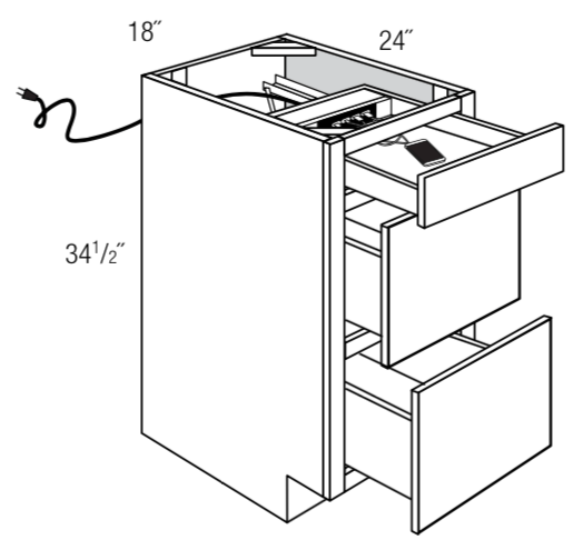 DB18CHGDR18 - Trenton Recessed - 3-Drawer base w/charging drawer