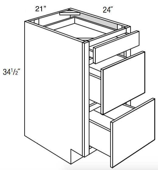 DB21 - Amesbury White - 3 Drawer Base Cabinet