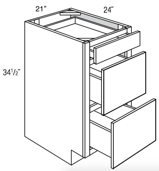 DB21 - Yarmouth Slab - 3 Drawer Base Cabinet