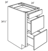 DB24 - Trenton Slab - 3 Drawer Base Cabinet