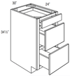 DB30 - Dover White - 3 Drawer Base Cabinet