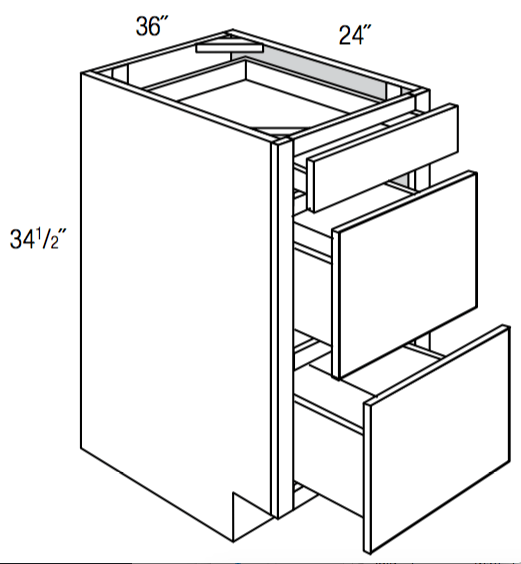 DB36 - Amesbury White - 3 Drawer Base Cabinet