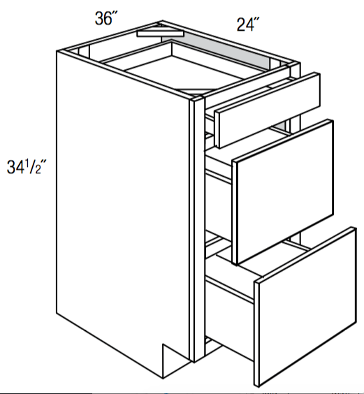 DB36 - Norwich Slab - 3 Drawer Base Cabinet