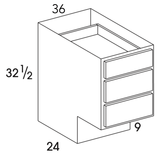 DB36ADA - Dartmouth Brownstone - ADA 3 Drawer Base Cabinet - Special Order