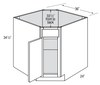 DSB36  - Essex White - Diagonal Sink Base - Single Door