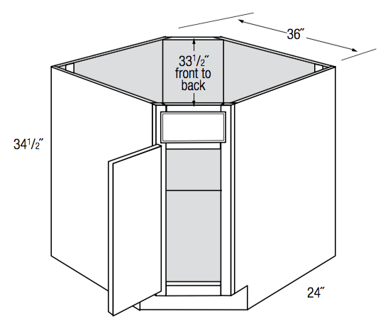 DSB36  - Norwich Slab - Diagonal Sink Base - Single Door