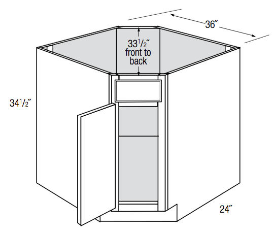 DSB36  - Trenton Recessed - Diagonal Sink Base - Single Door