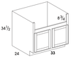 FSB33 - Berwyn Opal - Farm Sink Base Cabinet - Butt Doors - Special Order