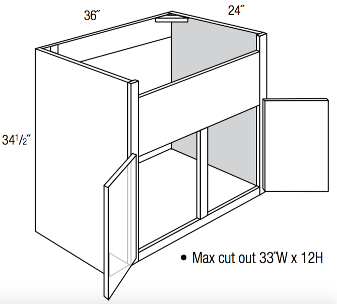 FSB36 - Trenton Recessed - Farmer Sink Base - Double Doors