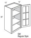 GW1530   - Norwich Slab - Wall Cabinet - Single Glass Door (NO MULLIONS)