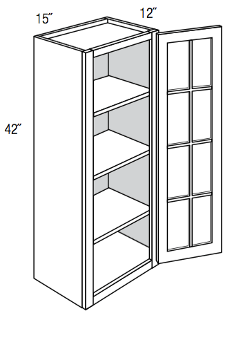 GW1542 - Essex White - Wall Cabinet - Single Glass Door (NO MULLIONS)