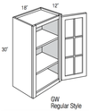 GW1830   - Essex Castle - Wall Cabinet - Standard Mullion Single Glass Door (No Mullions)