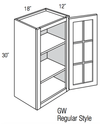 GW1830   - Trenton Recessed - Wall Cabinet - Standard Mullion Single Glass Door