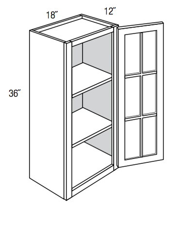 GW1836  - Yarmouth Raised - Wall Cabinet - Standard Mullion Single Glass Door