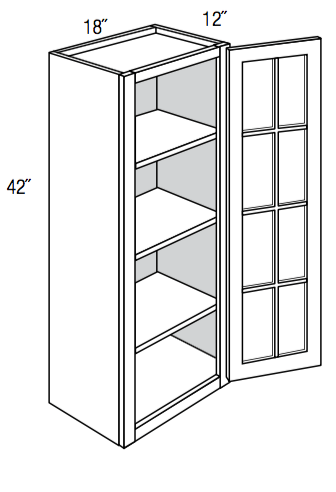 GW1842 - Essex Lunar - Wall Cabinet - Standard Mullion Single Glass Door (No Mullions)