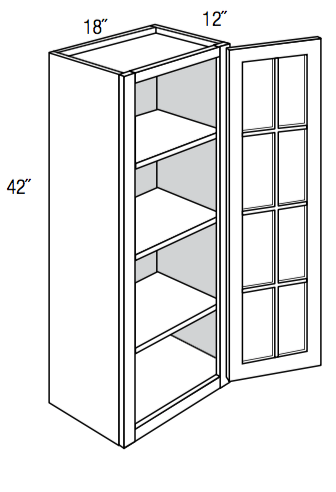 GW1842 - Essex White - Wall Cabinet - Single Glass Door (NO MULLIONS)