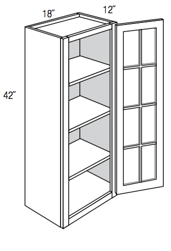 GW1842 - Norwich Slab - Wall Cabinet - Single Glass Door (NO MULLIONS)