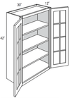 GW3042B - Dover Castle - Wall Cabinet - Standard Mullion Butt Glass Doors (No Mullions)