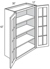 GW3042B - Essex Lunar - Wall Cabinet - Standard Mullion Butt Glass Doors (No Mullions)
