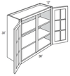 GW3630 - Norwich Slab - Wall Cabinet - Double Glass Doors (NO MULLIONS)