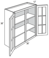 GW3636 - Dover White - Wall Cabinet - Double Glass Doors (NO MULLIONS)