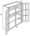 GW3636 - Essex Lunar - Wall Cabinet - Standard Mullion Double Glass Doors (No Mullions)