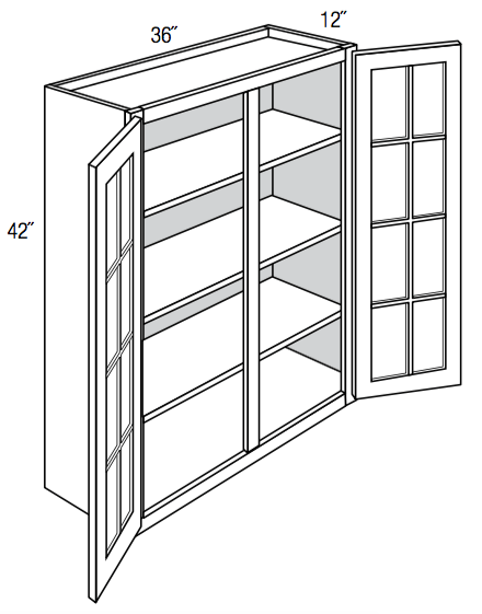 GW3642 - Yarmouth Raised - Wall Cabinet - Standard Mullion Double Glass Doors