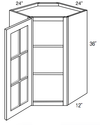 GWDC2436 - Norwich Slab - Corner Diagonal Wall Cabinet - Single Glass Door (NO MULLIONS)