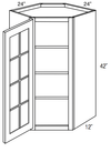 GWDC2442 - Norwich Slab - Corner Diagonal Wall Cabinet - Single Glass Door (NO MULLIONS)