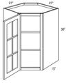 GWDC2736 - Dover Castle - Corner Diagonal Wall Cabinet - Standard Mullion Single Glass Door (No Mullions)