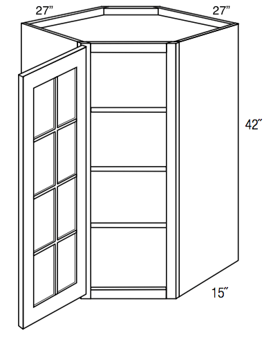 GWDC2742 - Yarmouth Raised - Corner Diagonal Wall Cabinet - Standard Mullion Single Glass Door