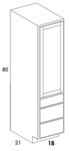 LCD188021 - Dartmouth White - Linen Cabinet W/Single Door and 3 Drawers