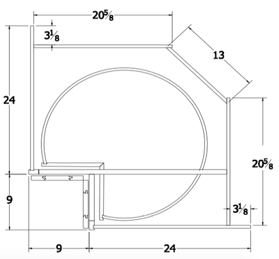 LS33 - Essex Lunar - Lazy Susan 33 R - Bi-Fold Doors