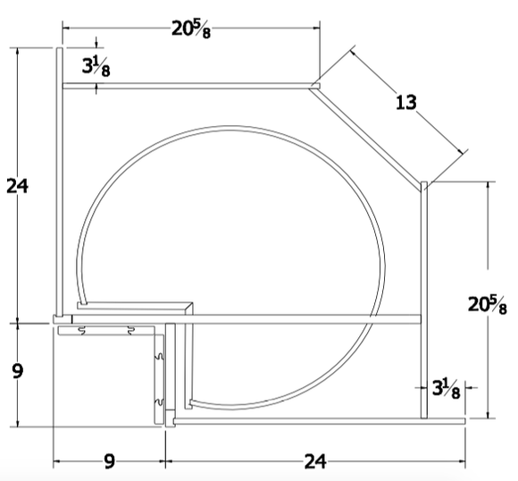 LS33 - Essex White - Base Cabinet - 33" Lazy Susan - Bi-Fold Doors