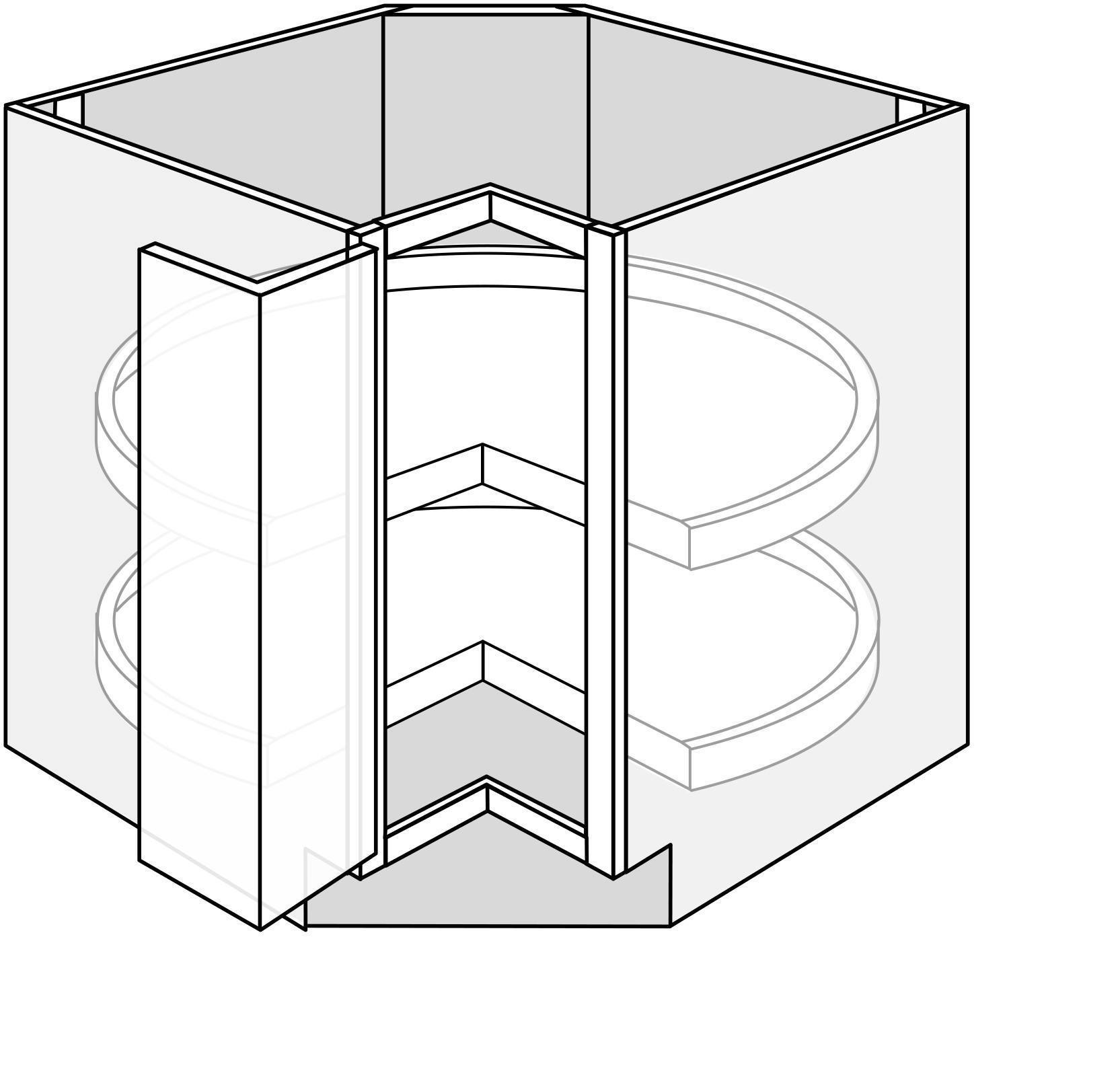 LS33 - Essex White - Base Cabinet - 33 Lazy Susan - Bi-Fold Doors