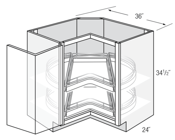 LS36DR-BOTH - Dover Castle - 36" Base Lazy Susan w/Turntable Drawers (Top and Bottom)